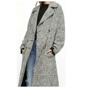 FP To Love Plaid Longline Double Breasted Coat Jacket - Size M